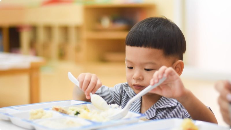 Student having snack