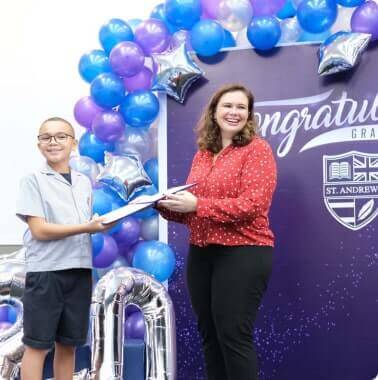 Boy received a certificate